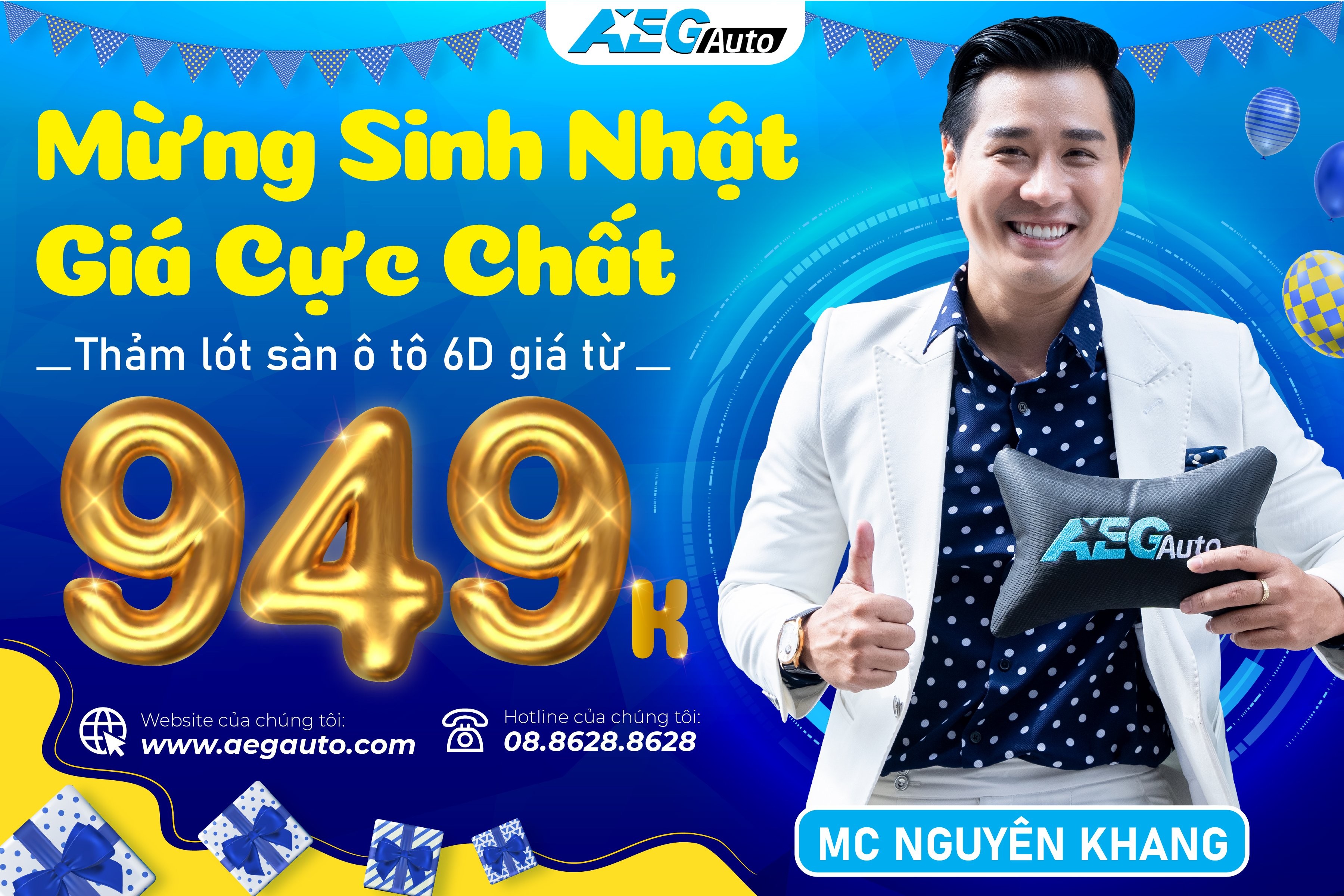 Mừng Sinh Nhật - AEGAuto giảm giá thảm sàn 6D chỉ từ 949k